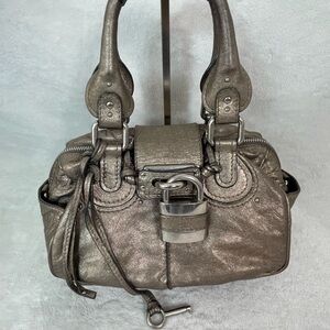 Chloé COA FALL ‘05 Metallic Taupe Leather Paddington Lock & Key RARE Vintage